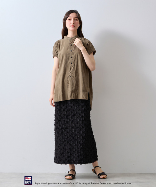 ROYAL NAVY(ロイヤルネイビー)の「《別注》【ROYAL NAVY/ロイヤルネイビー】バンドカラーシャツ(シャツ/ブラウス・レディース・ブラウン/グレイッシュベージュ/ネイビー/イエロー・FREE)」の16枚目の写真
