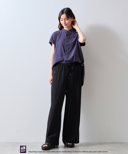 ROYAL NAVY(ロイヤルネイビー)の「《別注》【ROYAL NAVY/ロイヤルネイビー】バンドカラーシャツ(シャツ/ブラウス・レディース・ブラウン/グレイッシュベージュ/ネイビー/イエロー・FREE)」の21枚目の写真