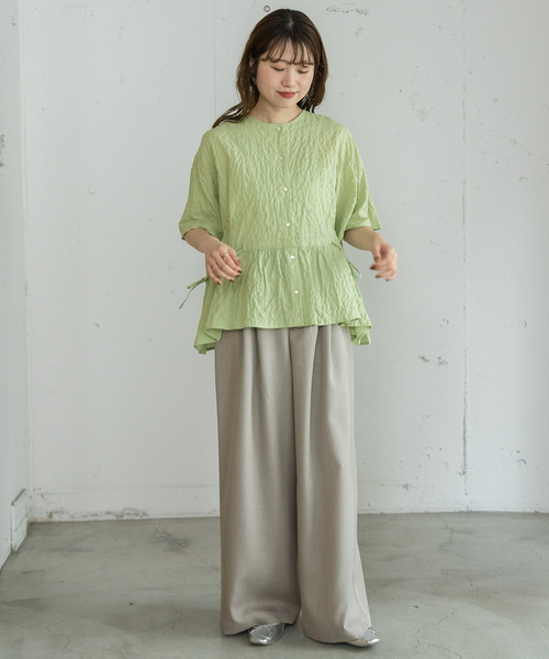 POU DOU DOU(プードゥドゥ)の「タックワイドパンツ(その他パンツ・レディース・ライトグレー/ブラウン/ネイビー・M)」の18枚目の写真