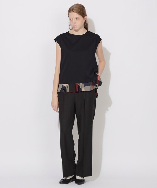 CB CRESTBRIDGE(シービークレストブリッジ)の「バック切替ヘムフリルフレンチスリーブトップス(Tシャツ/カットソー・レディース・ダークネイビー/オフホワイト・M)」の10枚目の写真