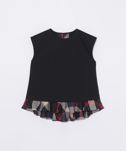 CB CRESTBRIDGE(シービークレストブリッジ)の「バック切替ヘムフリルフレンチスリーブトップス(Tシャツ/カットソー・レディース・ダークネイビー/オフホワイト・M)」の5枚目の写真
