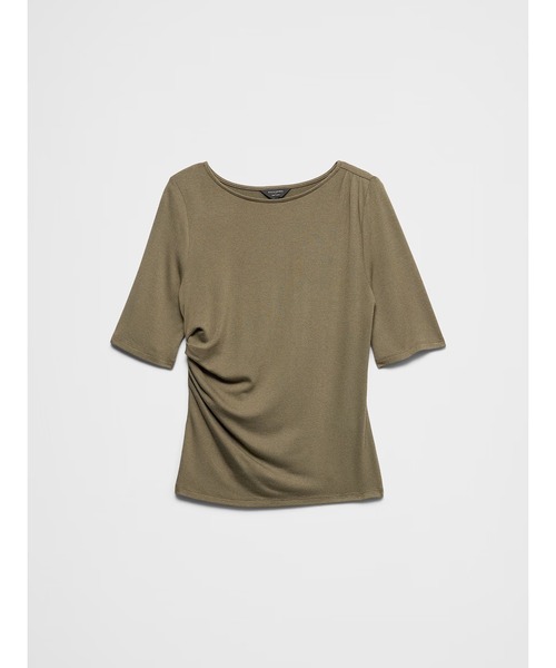 BANANA REPUBLIC FACTORY STORE（バナナリパブリック ファクトリーストア）の「BANANA REPUBLIC FACTORY STORE　　Soft Luxe サイドルーシュドトップス（Tシャツ/カットソー・レディース・ブラック/オリーブ/ホワイト・XS/S/M/L）」の7枚目の写真