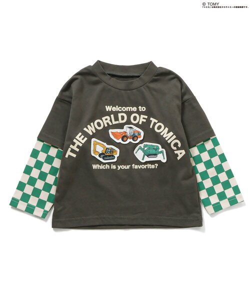 BIT'Z(ビッツ)の「TOMICA働く車レイヤード風Tシャツ(Tシャツ/カットソー・キッズ・キナリ/チャコール・100/120/110/95/90/80)」の1枚目の写真