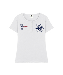 REBEL UネックスリムフィットボタンTシャツ 3 COLORS
