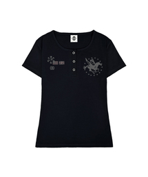 REBEL UネックスリムフィットボタンTシャツ 3 COLORS