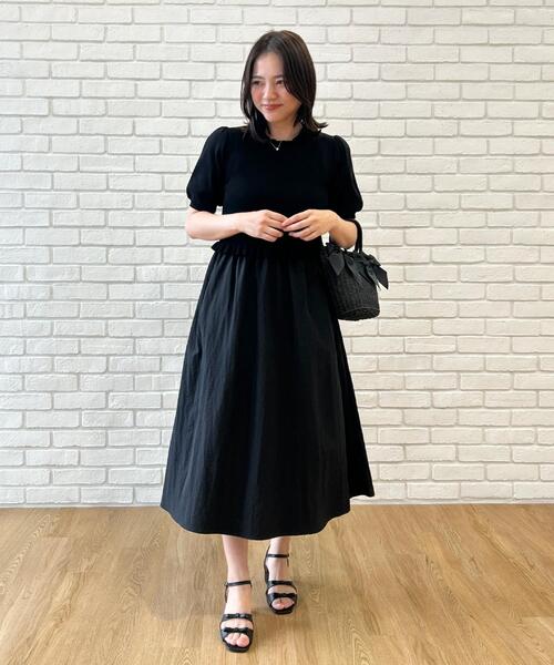 couture brooch(クチュールブローチ)の「【ほんのり甘い】フリルニット ドッキングワンピース【洗濯機可】(ワンピース・レディース・ブラック/ボルドー/ブラウン系・40/38/42/36)」の10枚目の写真