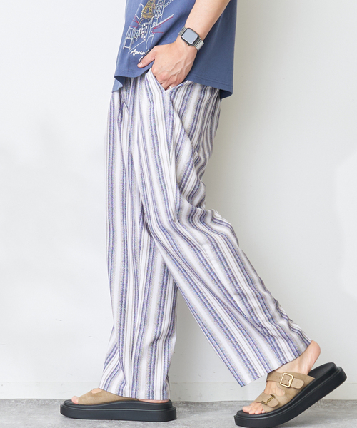 B.C STOCK（ベーセーストック）の「Stripe Print PT（その他パンツ・メンズ・ネイビー/ホワイト・LARGE/MEDIUM）」の7枚目の写真