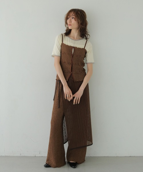 CLEIO(クレイオ)の「【CLEIO】リンクルメロウキャミトップス WRINKLE MELLOW CAMI TOP(キャミソール・レディース・ブラウン/ブラック・FREE)」の7枚目の写真