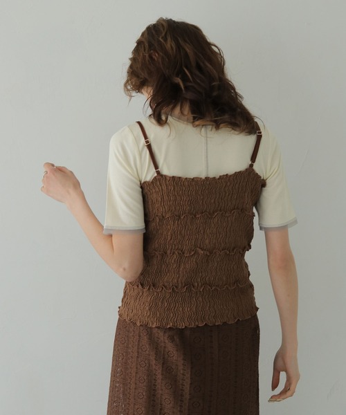 CLEIO(クレイオ)の「【CLEIO】リンクルメロウキャミトップス WRINKLE MELLOW CAMI TOP(キャミソール・レディース・ブラウン/ブラック・FREE)」の5枚目の写真