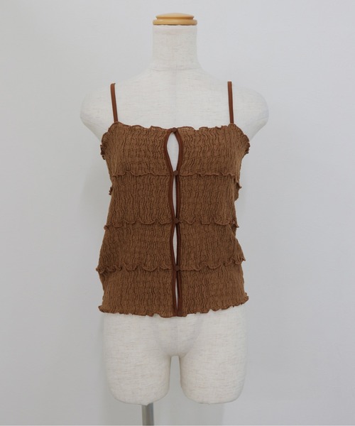 CLEIO(クレイオ)の「【CLEIO】リンクルメロウキャミトップス WRINKLE MELLOW CAMI TOP(キャミソール・レディース・ブラウン/ブラック・FREE)」の15枚目の写真
