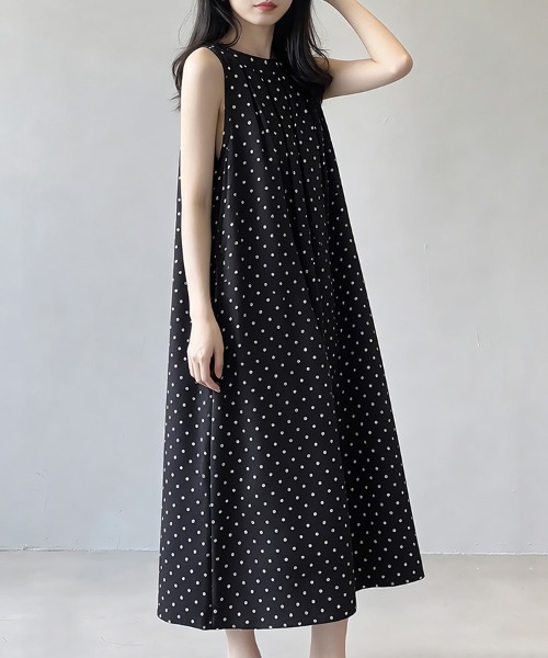 ONEP STAR(ワンピスター)の「ドット柄ノースリーブAラインワンピース(ワンピース・レディース・ブラック/ベージュ・MEDIUM/LARGE/X-LARGE)」の10枚目の写真