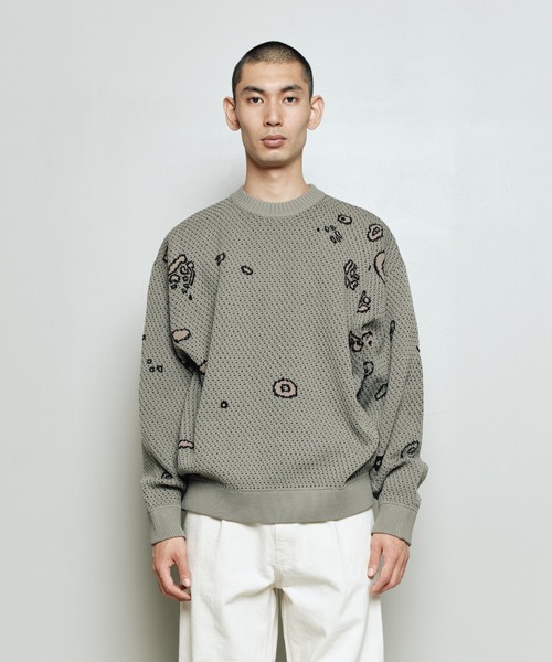 bal(バル)の「JACQUARD PATTERN CREWNECK SWEATER(ニット/セーター・メンズ・ブラック/ブラウン/グレー・3/2/1)」の6枚目の写真