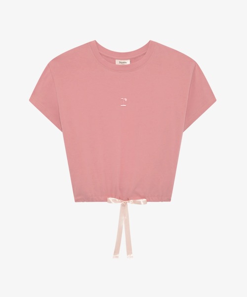 Repetto（レペット）の「クロップ トップ w/サテンリボン / S0704（Tシャツ/カットソー・レディース・ピンク・SMALL）」の2枚目の写真