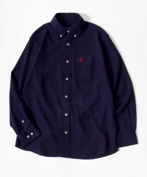 BEVERLY HILLS POLO CLUB（ビバリーヒルズポロクラブ）の「2026AW BEVERLY HILLS POLO CLUB/ビバリーヒルズポロクラブ コットンフランネル 無地 ワンポイント刺繍 ボタンダウン長袖シャツ（シャツ/ブラウス・メンズ・ネイビー/ライトグレー/ワイン/サックスブルー・L/M/LL）」の3枚目の写真