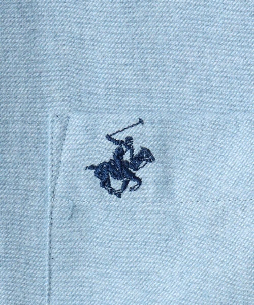 BEVERLY HILLS POLO CLUB（ビバリーヒルズポロクラブ）の「2026AW BEVERLY HILLS POLO CLUB/ビバリーヒルズポロクラブ コットンフランネル 無地 ワンポイント刺繍 ボタンダウン長袖シャツ（シャツ/ブラウス・メンズ・ネイビー/ライトグレー/ワイン/サックスブルー・L/M/LL）」の7枚目の写真