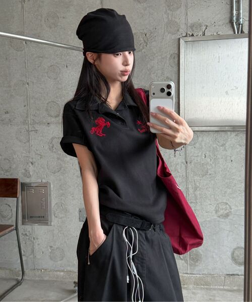 LANARCHIVE（ランアーカイブ）の「[0144] ワイルドホースピケ半袖Tシャツ - ブラック（ポロシャツ・レディース・ブラック・FREE）」の13枚目の写真