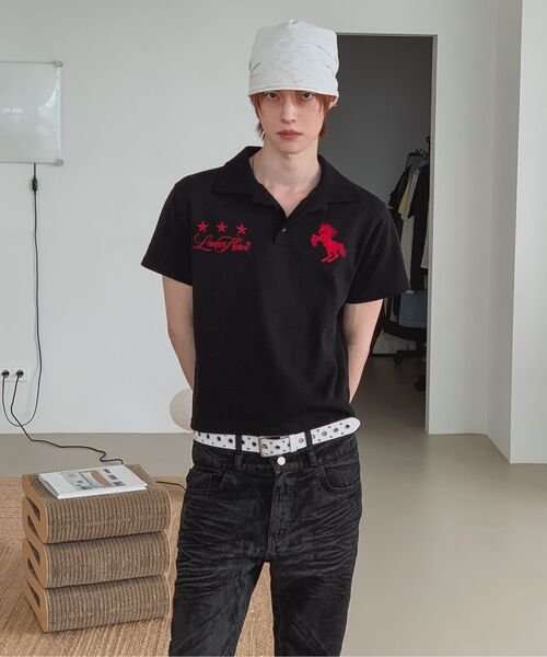 LANARCHIVE（ランアーカイブ）の「[0144] ワイルドホースピケ半袖Tシャツ - ブラック（ポロシャツ・レディース・ブラック・FREE）」の14枚目の写真