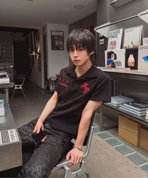LANARCHIVE（ランアーカイブ）の「[0144] ワイルドホースピケ半袖Tシャツ - ブラック（ポロシャツ・レディース・ブラック・FREE）」の15枚目の写真