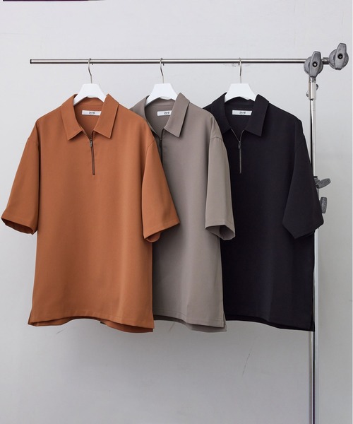 ADAM ET ROPE'（アダムエロペ）の「ストレッチドライツイルハーフジップポロ/セットアップ対応（ポロシャツ・メンズ・ブラック/ブラウン/レンガ・LL/M/L）」の2枚目の写真