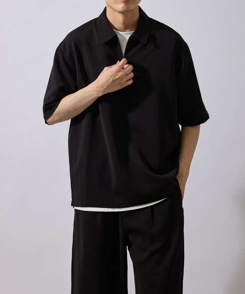 ADAM ET ROPE'（アダムエロペ）の「ストレッチドライツイルハーフジップポロ/セットアップ対応（ポロシャツ・メンズ・ブラック/ブラウン/レンガ・LL/M/L）」の14枚目の写真
