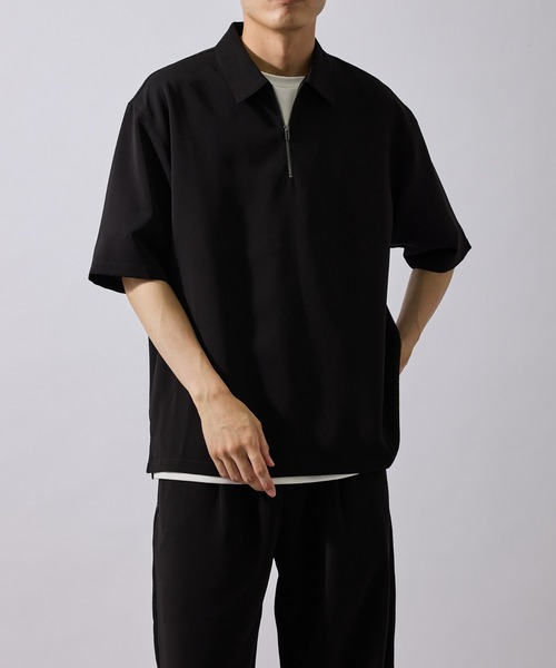 ADAM ET ROPE'（アダムエロペ）の「ストレッチドライツイルハーフジップポロ/セットアップ対応（ポロシャツ・メンズ・ブラック/ブラウン/レンガ・LL/M/L）」の15枚目の写真