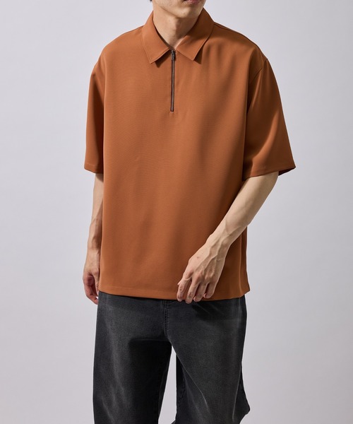 ADAM ET ROPE'（アダムエロペ）の「ストレッチドライツイルハーフジップポロ/セットアップ対応（ポロシャツ・メンズ・ブラック/ブラウン/レンガ・LL/M/L）」の16枚目の写真