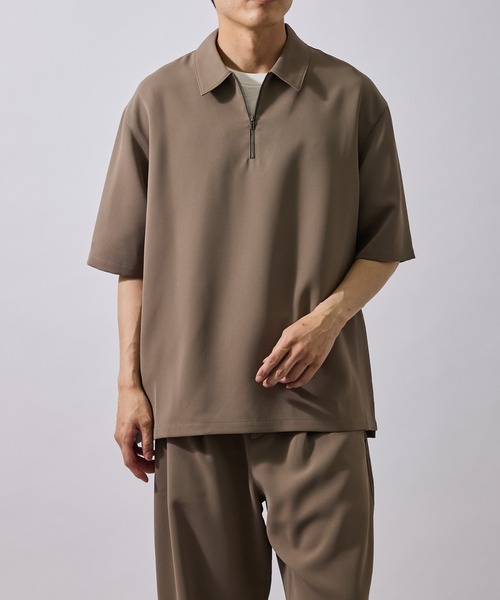 ADAM ET ROPE'（アダムエロペ）の「ストレッチドライツイルハーフジップポロ/セットアップ対応（ポロシャツ・メンズ・ブラック/ブラウン/レンガ・LL/M/L）」の18枚目の写真