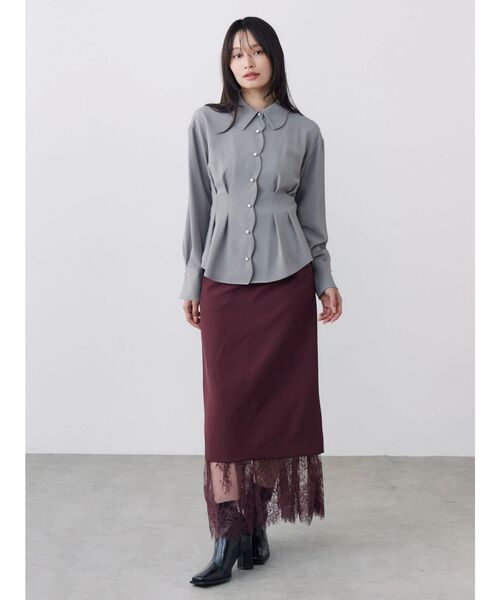TONAL(トーナル)の「スカラパール釦ブラウス(シャツ/ブラウス・レディース・ライトブルー/オフホワイト/モカ・MEDIUM)」の6枚目の写真
