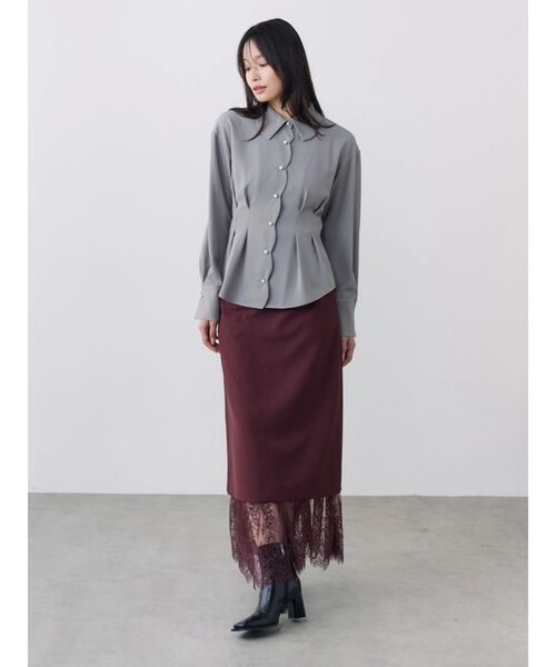 TONAL(トーナル)の「スカラパール釦ブラウス(シャツ/ブラウス・レディース・ライトブルー/オフホワイト/モカ・MEDIUM)」の7枚目の写真