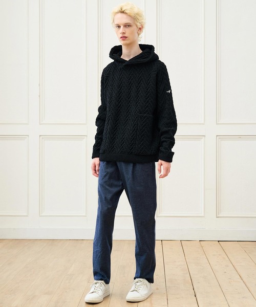 CALL&RESPONSE(コールアンドレスポンス)の「mn3279- ヘリンボーンプルパーカー サイセンタク(264-1443-19)(ニット/セーター・メンズ・ネイビー/ベージュ/ブラック・5/4/2)」の16枚目の写真