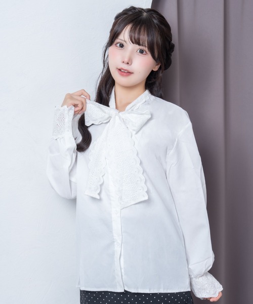 Mejoul(メジュール)の「【2026秋冬新作】レースボウタイブラウス(シャツ/ブラウス・レディース・ホワイト・F)」の13枚目の写真