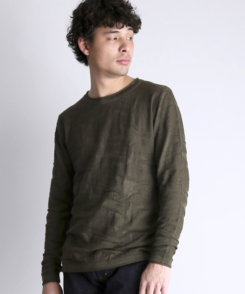 Denime（ドゥニーム）の「カモジャガードニット（ニット/セーター・メンズ・オリーブ/アイボリー/ブラック・MEDIUM/LARGE/X-LARGE）」の3枚目の写真