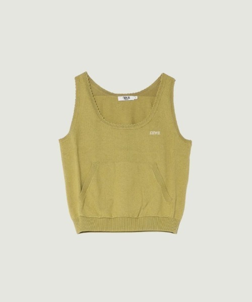 GRVRGROVE(グローブ)の「JESSIE SLEEVELESS(Tシャツ/カットソー・レディース・グリーン/オリーブ系/グレー・フリー)」の1枚目の写真