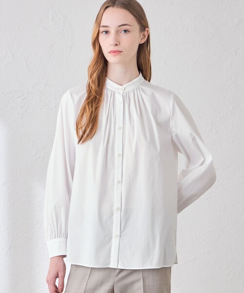MACKINTOSH LONDON(マッキントッシュ ロンドン)の「【婦人画報10月号掲載】コットンナイロンストレッチボウタイブラウス(シャツ/ブラウス・レディース・ブラウン系その他5/ブルー系その他4/オフホワイト・38/40)」の4枚目の写真