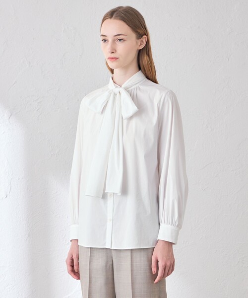 MACKINTOSH LONDON(マッキントッシュ ロンドン)の「【婦人画報10月号掲載】コットンナイロンストレッチボウタイブラウス(シャツ/ブラウス・レディース・ブラウン系その他5/ブルー系その他4/オフホワイト・38/40)」の8枚目の写真