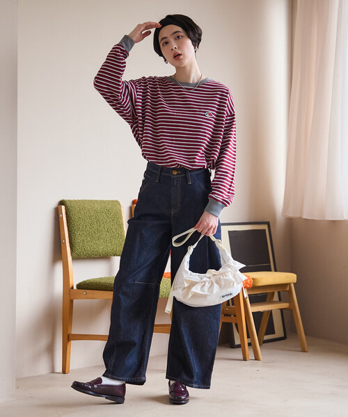 FREAK'S STORE（フリークスストア）の「FRUIT OF THE LOOM×FREAK'S STORE/フルーツオブザルーム 別注 ボーダービッグロンT/マルチボーダーロンT（Tシャツ/カットソー・レディース・ブルー/ワイン/ブラウン・ﾌﾘ-）」の22枚目の写真
