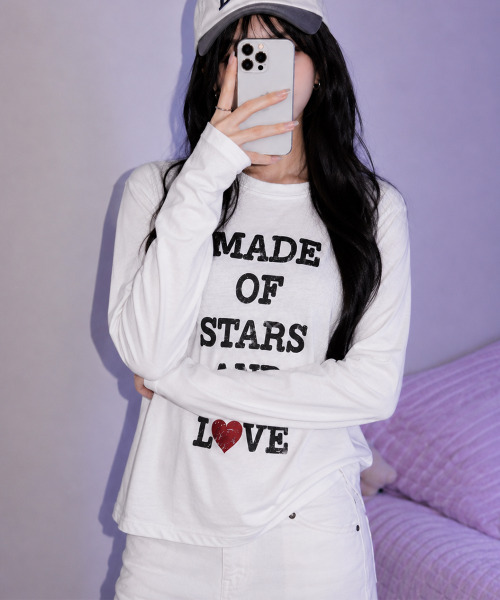VIVID LADY(ビビッドレディー)の「ヴィンテージロゴプリント ロングスリーブTシャツ(Tシャツ/カットソー・レディース・ホワイト/チャコールグレー/イエロー/ブルー・FREE)」の7枚目の写真