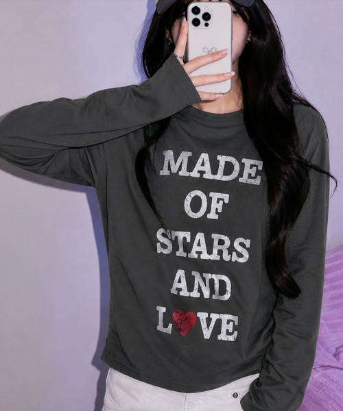 VIVID LADY(ビビッドレディー)の「ヴィンテージロゴプリント ロングスリーブTシャツ(Tシャツ/カットソー・レディース・ホワイト/チャコールグレー/イエロー/ブルー・FREE)」の14枚目の写真