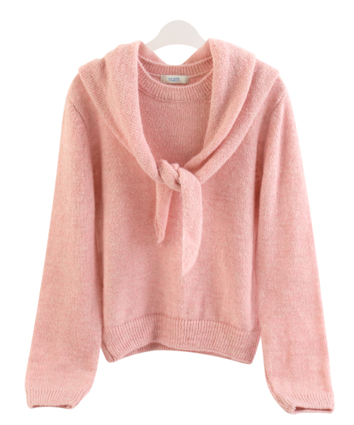 VLETI（ブレッティ）の「Wool Round Neck knit Muffler Set (Pink)（ニット/セーター・レディース・ピンク・FREE）」の4枚目の写真