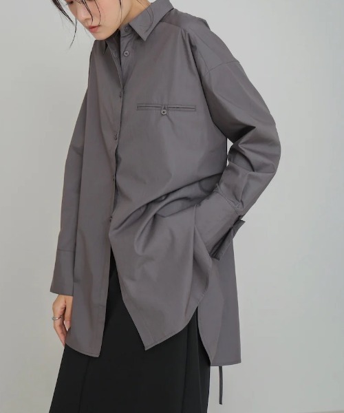 Bab(バブ)の「ロングシャツブラウス(シャツ/ブラウス・レディース・ブラウン/チャコールグレー/オフホワイト・MEDIUM)」の2枚目の写真