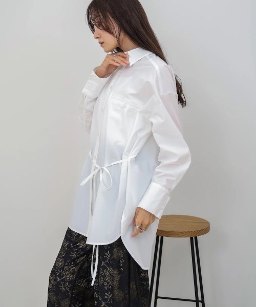 Bab(バブ)の「ロングシャツブラウス(シャツ/ブラウス・レディース・ブラウン/チャコールグレー/オフホワイト・MEDIUM)」の9枚目の写真