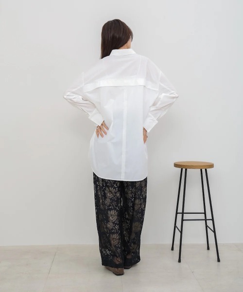 Bab(バブ)の「ロングシャツブラウス(シャツ/ブラウス・レディース・ブラウン/チャコールグレー/オフホワイト・MEDIUM)」の12枚目の写真
