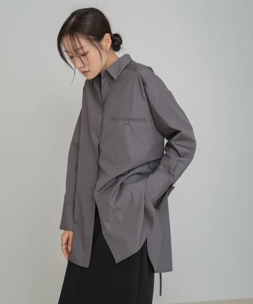 Bab(バブ)の「ロングシャツブラウス(シャツ/ブラウス・レディース・ブラウン/チャコールグレー/オフホワイト・MEDIUM)」の21枚目の写真