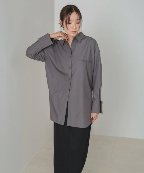 Bab(バブ)の「ロングシャツブラウス(シャツ/ブラウス・レディース・ブラウン/チャコールグレー/オフホワイト・MEDIUM)」の22枚目の写真