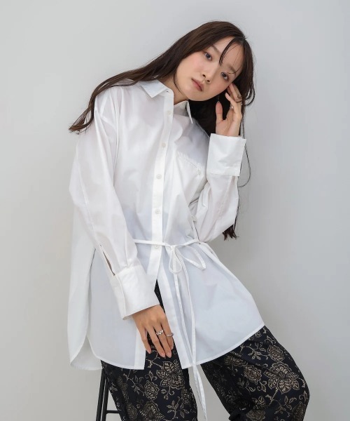 Bab(バブ)の「ロングシャツブラウス(シャツ/ブラウス・レディース・ブラウン/チャコールグレー/オフホワイト・MEDIUM)」の14枚目の写真