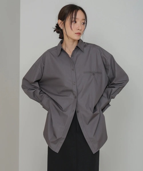Bab(バブ)の「ロングシャツブラウス(シャツ/ブラウス・レディース・ブラウン/チャコールグレー/オフホワイト・MEDIUM)」の19枚目の写真
