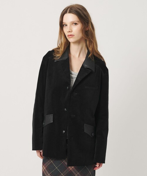 ATTISESSION(アティセッション)の「<ATTISESSION>CORD×レザーライク ジャケット(テーラードジャケット・レディース・オリーブ/ブラック・38/36)」の19枚目の写真