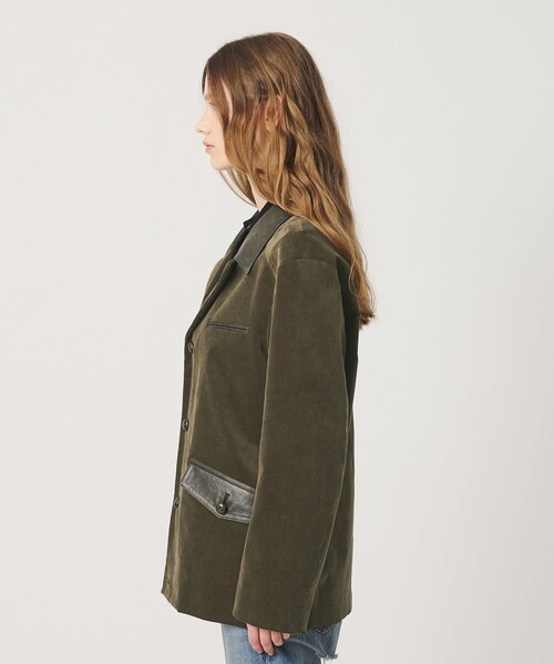 ATTISESSION(アティセッション)の「<ATTISESSION>CORD×レザーライク ジャケット(テーラードジャケット・レディース・オリーブ/ブラック・38/36)」の21枚目の写真