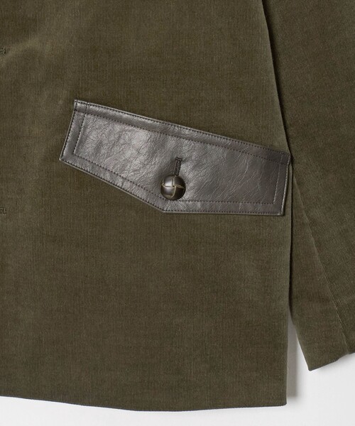 ATTISESSION(アティセッション)の「<ATTISESSION>CORD×レザーライク ジャケット(テーラードジャケット・レディース・オリーブ/ブラック・38/36)」の3枚目の写真