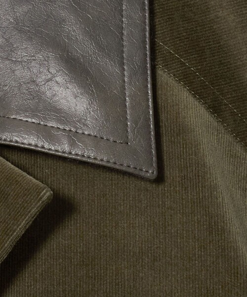 ATTISESSION(アティセッション)の「<ATTISESSION>CORD×レザーライク ジャケット(テーラードジャケット・レディース・オリーブ/ブラック・38/36)」の7枚目の写真